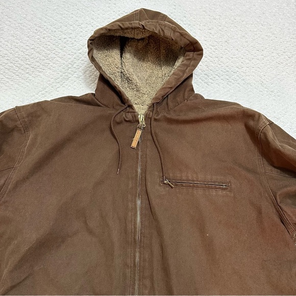 C.E. Schmidt Workwear Canvas Coat Brown Sherpa Lined Men’s Size 2XLR - Picture 2 of 12